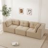 Ecksofa aus Cord, modulares 3-Sitzer-Sofa mit tiefer Sitzfläche, 297 x 104 x 69 cm, beige Bild 2