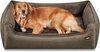 Feandrea Hundebett, Hundekissen in Leinenoptik, Hundekorb, erhöhte Ränder, rutschfeste Unterseite, Bezug abnehmbar waschbar, XL, für große Hunde, 110 x 75 x 27 cm, braun Bild 1