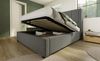Polsterbett 90x200 cm mit Matratze, Stauraum, USB-/Type-C-Ladestation und klappbarem Becherhalter, Leinen Grau Bild 2
