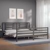 vidaXL Massivholzbett mit Kopfteil Grau 200x200 cm 3194723 Bild 3