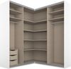 Rauch Möbel Quadra Schrank Eckschrank Schwebetürenschrank, Hochglanz Weiß / Weiß, 4-trg. mit Spiegel, inkl. 2 Kleiderstangen, 12 Einlegeböden, 3 Schubkästen, BxHxT 181 x 229 x 187 cm Bild 3