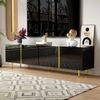 MODFU Lowboard Hochglanz-TV-Schrank (Fernsehtisch,TV-Ständer in Schwarz-Gold-Farbkombination, 1 St, mit 4 Türen), mit Hochglanz-Oberfläche, Soft-Close-Scharniere Bild 2
