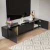 MODFU Lowboard Hochglanz-TV-Schrank (Fernsehtisch,TV-Ständer in Schwarz-Gold-Farbkombination, 1 St, mit 4 Türen), mit Hochglanz-Oberfläche, Soft-Close-Scharniere Bild 4