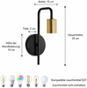 2er-Pack Vintage-Industrie-Wandleuchten E27, Schwarz + Gold, für Wohnzimmer, Schlafzimmer, Küche, Flur Bild 5