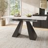 Ausziehbarer Esstisch 99–159 cm in Schwarz & Weiß, Carbonstahl-Gestell, höhenverstellbar, flexibles Metallschienensystem, rutschfeste Standfüße, 77cmx99-159cmx74cm Bild 3