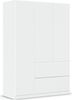 rauch Costa Kleiderschrank, 3-türig, 2 Schubladen, push-to-open, mit Zubehör Classic, Farbe Weiß, BxHxT 136x197x54cm Bild 3