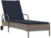 vidaXL Sonnenliege mit Rollen und Kissen Grau Poly Rattan 368315 Bild 2