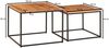 Wohnzimmertisch 2er Set Akazie Massivholz / Metall Beistelltisch Eckig, Design Couchtisch mit Metallbeine Sofatisch, Tischset 2-teilig Satztisch Bild 4