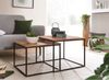 Wohnzimmertisch 2er Set Akazie Massivholz / Metall Beistelltisch Eckig, Design Couchtisch mit Metallbeine Sofatisch, Tischset 2-teilig Satztisch Bild 3