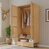 Kleiderschrank 90 x 45 x 183 cm mit Kleiderstange, 2 Türen in Rattangeflecht-Optik, Holzwerkstoff & PE-Rattan Bild 2