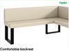 MEBLINI Eckbank für Esszimmer mit ausziehbarem Tisch - Küchenbank - Essecke - Sitzecke Küche - TONI - U-Beine 128x168x87cm Rechts - Creme Kunstleder/M Schwarz Hochgl. Bild 5