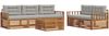 vidaXL Outdoor-Sofagarnitur mit Kissen 6 pcs Natürlich und Hellgrau 3373011 Bild 2
