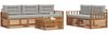 vidaXL Outdoor-Sofagarnitur mit Kissen 6 pcs Natürlich und Hellgrau 3373011 Bild 3