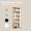 K-Mbel Vitrinenschrank 2-trig (176x67x33cm) - Made in Germany - Standvitrine Buche mit 4 hhenverstellbaren Glasbden & LED - Glasvitrine Stehend - Vitrine Glas - Display Cabinet Bild 3