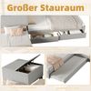 Merax Kinderbett, Eckbett, zwei Einzelbett mit Ausziehbett, Polsterbett, Funktionsbett mit Stauraum, mit Stauraumschrank, mit Stauraumschublade, mit Ausziehbett, 90x200 cm, ohne Matratze, Leinen, grau Bild 5