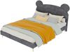 Kinderbett 140x200 cm in Grau mit Bärenohr-Polsterkopfteil – modernes Bett aus Stoff und Metall Bild 2
