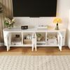 TV-Schrank Lowboard mit 4 Glastüren, goldene Griffe/Beine, 170x35x55 cm, Weiß-Gold Bild 5