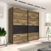 Schwebetürenschrank >JAKOBINA< 2 Türen, Stabeiche Dekor / Schwarz Eiche - 220,1x210,5x61,2cm (B/H/T) Bild 2