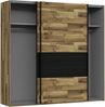 Schwebetürenschrank >JAKOBINA< 2 Türen, Stabeiche Dekor / Schwarz Eiche - 220,1x210,5x61,2cm (B/H/T) Bild 3
