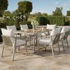Merax Garten-Essgruppe für 6 Personen, Gartenmöbel-Set, bestehend aus 1 Tisch und 6 Stühlen, verzinktem Stahlrohr, Tischplatte aus Kunststoffholz, geflochtenem Seildesign, Khaki + Beige Bild 2