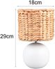 LED Tischleuchte Keramikfuß Weiß mit Seegras Lampenschirm, Höhe 29cm Bild 4