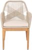 Gartenstuhl HWC-H56b, Sessel Outdoor Stuhl, wetterfest Seilgeflecht Rope Holz Akazie ~ beige Kissen creme-weiß Bild 5