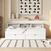 Bett 90x200 cm mit Stauraum und zwei Schubladen, weiß, Kiefer/MDF – minimalistisches Daybed Bild 2