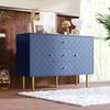 Kommode Schrank Sideboard mit Fischschuppenmuster Marineblau - Schubladen & Drehtüren, höhenverstellbar, kippsicher Bild 4