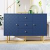 Kommode Schrank Sideboard mit Fischschuppenmuster Marineblau - Schubladen & Drehtüren, höhenverstellbar, kippsicher Bild 3