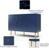 Kommode Schrank Sideboard mit Fischschuppenmuster Marineblau - Schubladen & Drehtüren, höhenverstellbar, kippsicher Bild 5