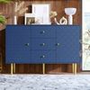 Kommode Schrank Sideboard mit Fischschuppenmuster Marineblau - Schubladen & Drehtüren, höhenverstellbar, kippsicher Bild 2