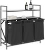 vidaXL Wäschekorb 3 Fächer mit Ablagen Grau Sonoma 859083 Bild 4
