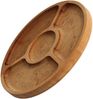 Ø25cm Servierplatte aus natürlichem Holz mit 4 geteilten Fächern, Servierteller von Vorspeisen, Käse und Snacks, Holzplatte Cheeseboard für Fleisch und Käse, Käseplatte, Cheese Board Bild 3