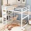 Bett 140x200 cm aus Kiefer mit Stauraum und Schreibtisch – platzsparendes Hochbett in Antique White Bild 3