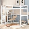 Bett 140x200 cm aus Kiefer mit Stauraum und Schreibtisch – platzsparendes Hochbett in Antique White Bild 2