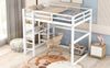 Bett 140x200 cm aus Kiefer mit Stauraum und Schreibtisch – platzsparendes Hochbett in Antique White Bild 4