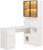 MODFU Hochschrank Eckschreibtisch mit LED-Vitrine (Ecktisch, Highboard, 1-St, 3 Schubladen, 4 Türen, offenen Fächern, Haustierfach) mit Kabeldurchlass, eingebautem Bücherregal Bild 4