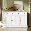 Sideboard B 120 x T 36 x H 80,5 cm aus Spanplatte in Weiß/Holzoptik, 3 Türen & 2 Schubladen Bild 4