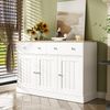 Sideboard B 120 x T 36 x H 80,5 cm aus Spanplatte in Weiß/Holzoptik, 3 Türen & 2 Schubladen Bild 2