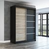 Schwebetürenschrank PARIS 2-türig Schrank 160 cm (mit Spiegel) Farbe: Schwarz , sonoma Bild 2