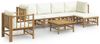 vidaXL 7-tlg. Garten-Lounge-Set mit Cremeweißen Kissen Bambus 3155181 Bild 2