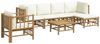 vidaXL 7-tlg. Garten-Lounge-Set mit Cremeweißen Kissen Bambus 3155181 Bild 3