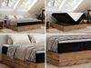 Polsterbett mit Bettkasten, Boxspringbett ohne Kopfteil WOOD ZERO, 7-Zonen Multipocket-Matratze und Topper, modernes Bett für Schlafzimmer - Schwarz Cordstoff - 180 x 200 cm - H3 Bild 2