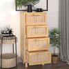 Sideboard, Kommode Braun 40x30x90 cm Massivholz Kiefer und Natur-Rattan j1350p Bild 3