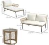 Rattan Gartenmöbel-Set Gartengarnitur mit Liegestuhl, Couchtisch, Zweisitzer & Creme Sitzkissen für Terrasse & Balkon Bild 3