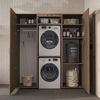 Roomart DUO-I Schrankwand 187 cm – Waschmaschine & Trockner übereinander & Hochschrank | • Eiche Bild 4