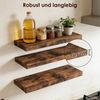 PFCTART Wandregal Wandregal 3er Set 40 cm Vintagebraun aus MDF & Stahl, Set 3-tlg, Schweberegal belastbar bis 10 kg – modern & platzsparend Bild 4