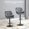 Stuhl 57x58x97-117 cm, gepolstert & drehbar, höhenverstellbar, grau，2er-Set Bild 4
