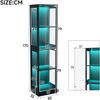 Merax 170 cm Einzeltür LED Vitrine, Gehärtetes Glas Sammlungsvitrine, App-gesteuertes LED-Licht, Vier Etagen Stauraum, Push-to-Open Tür, Schwarz Bild 4