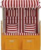 Strandkorb, Gartenmöbel mit Kissen Poly Rattan und Massivholz Rot & Weiß Bild 5
